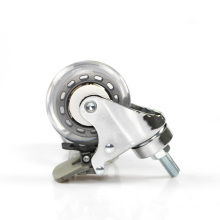 3 inch threaded stem chrome plated PU casters with brake